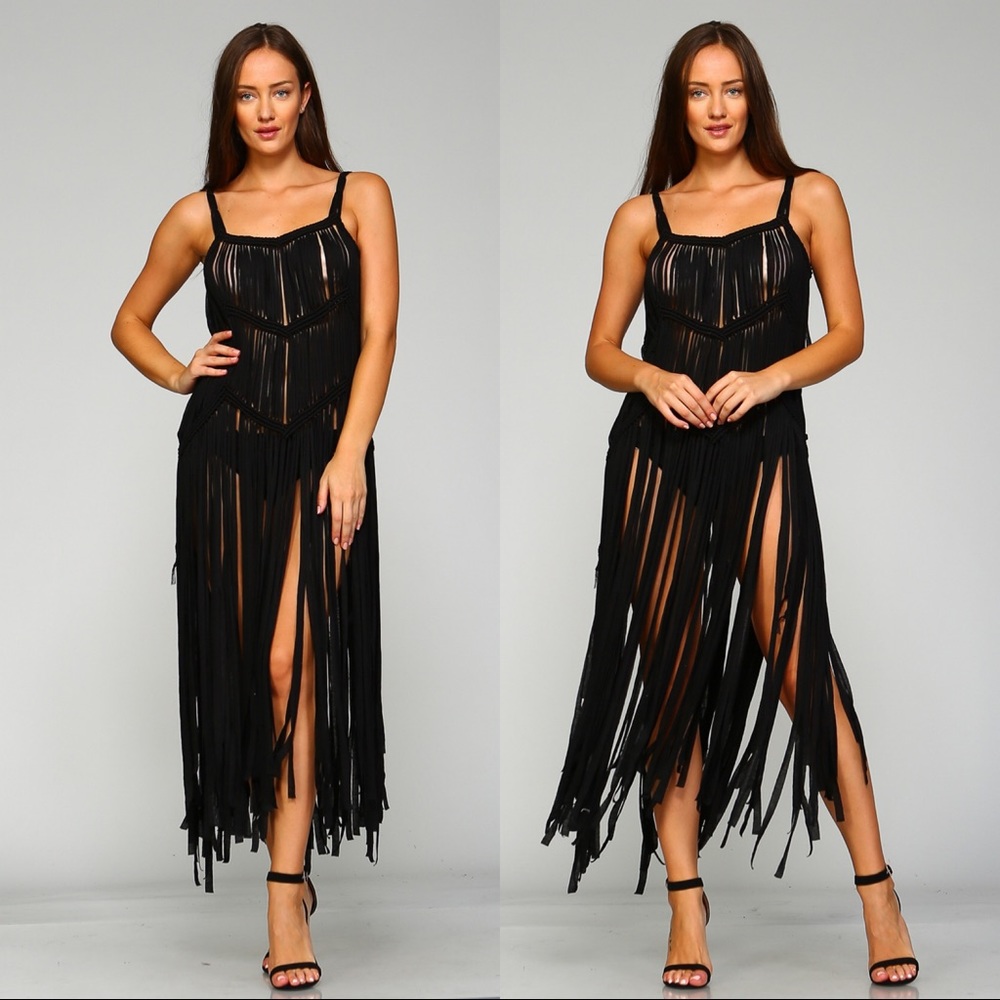 Dazzling Black Fringe Dress